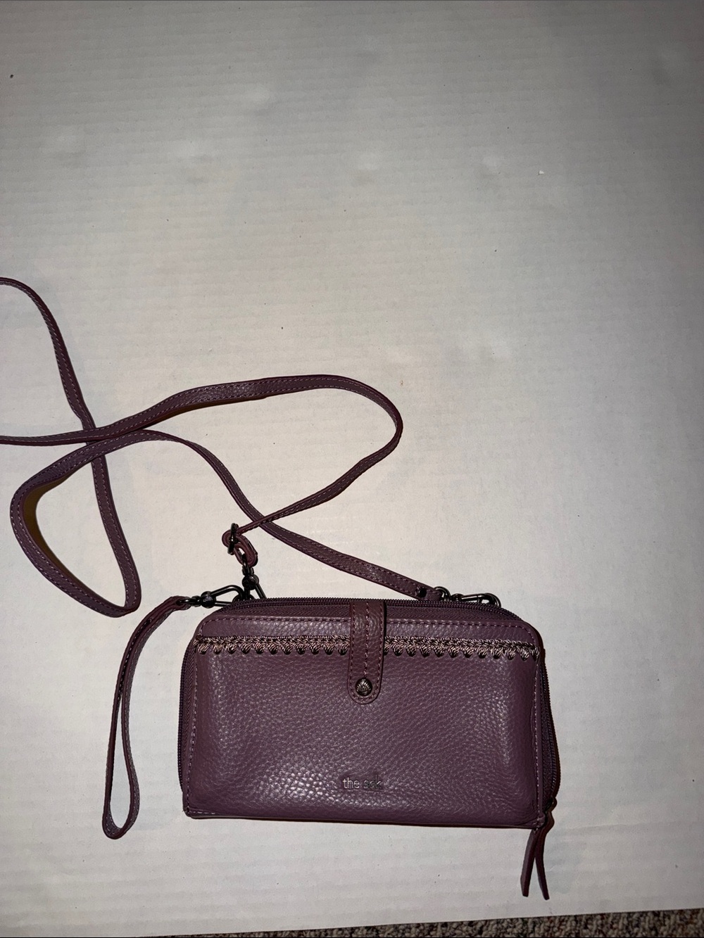 The Sak Purple Pebbled Leather Crossbody Wallet